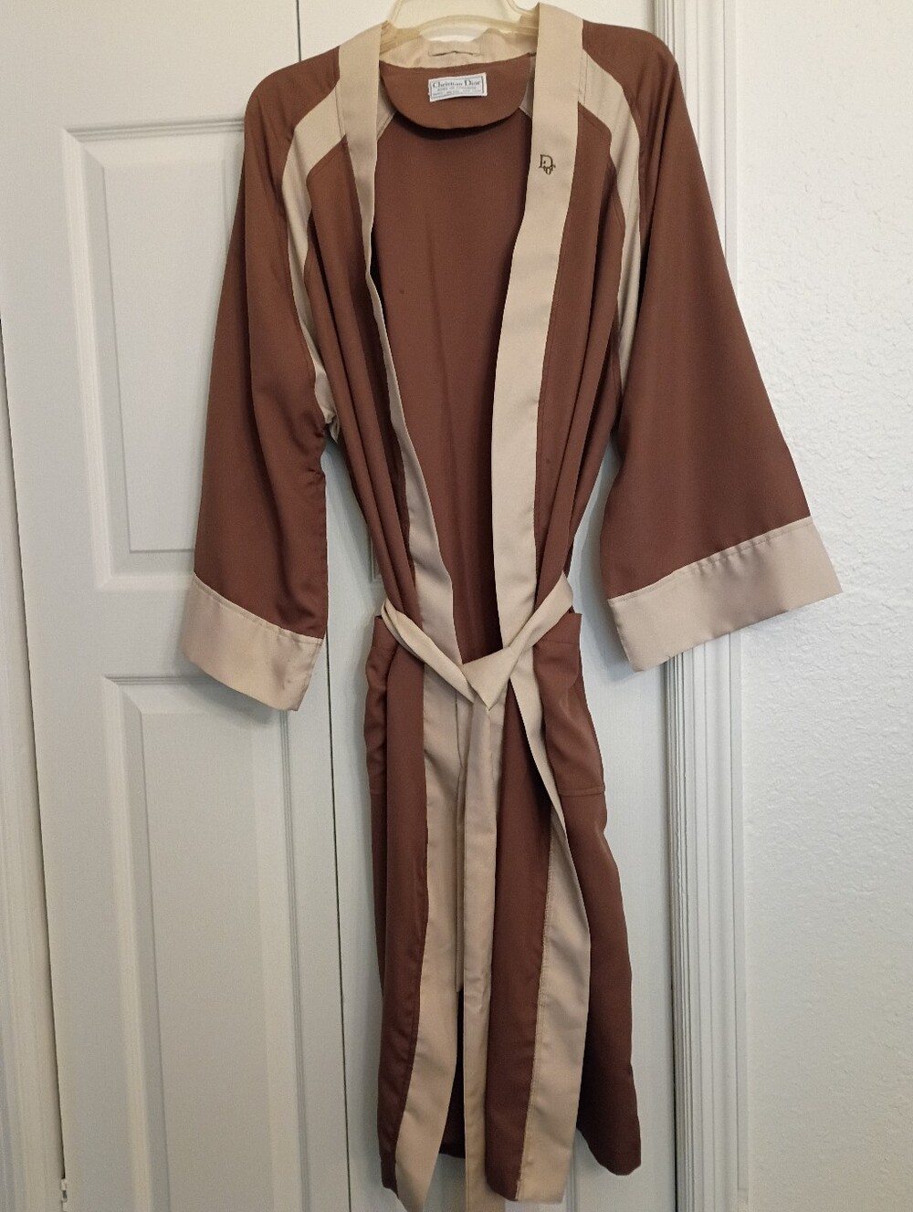 Vintage Christian Dior Brown and Cream Robe